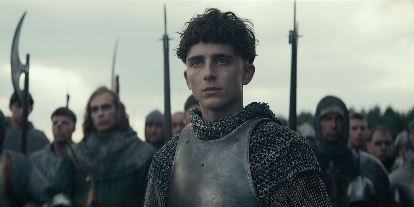 King Arthur, played by Timothee Chalamet in The King