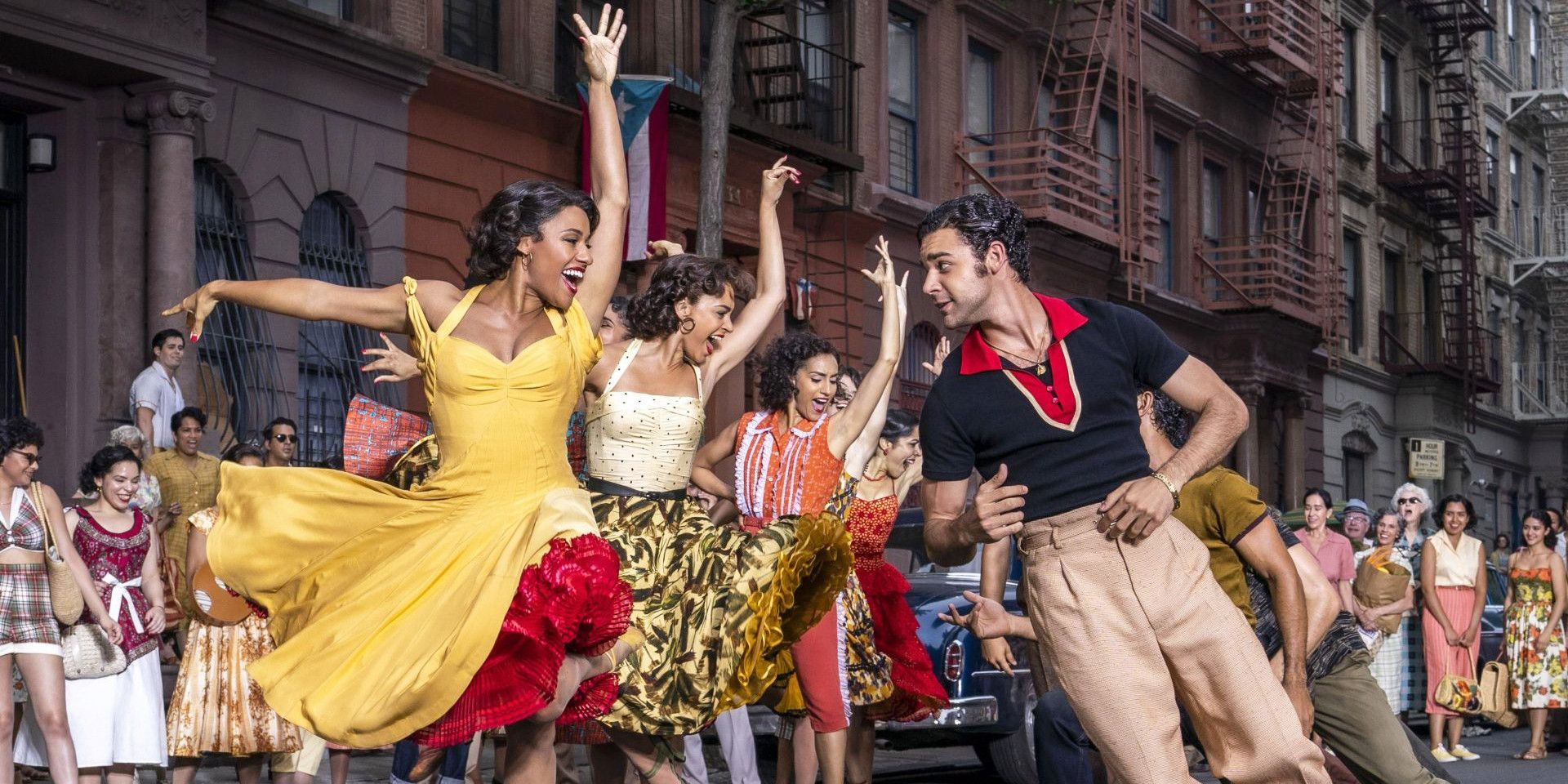 Anita, Bernardo, and the Puerto Rican community dance in the streets to "America" in 2021's 'West Side Story' remake