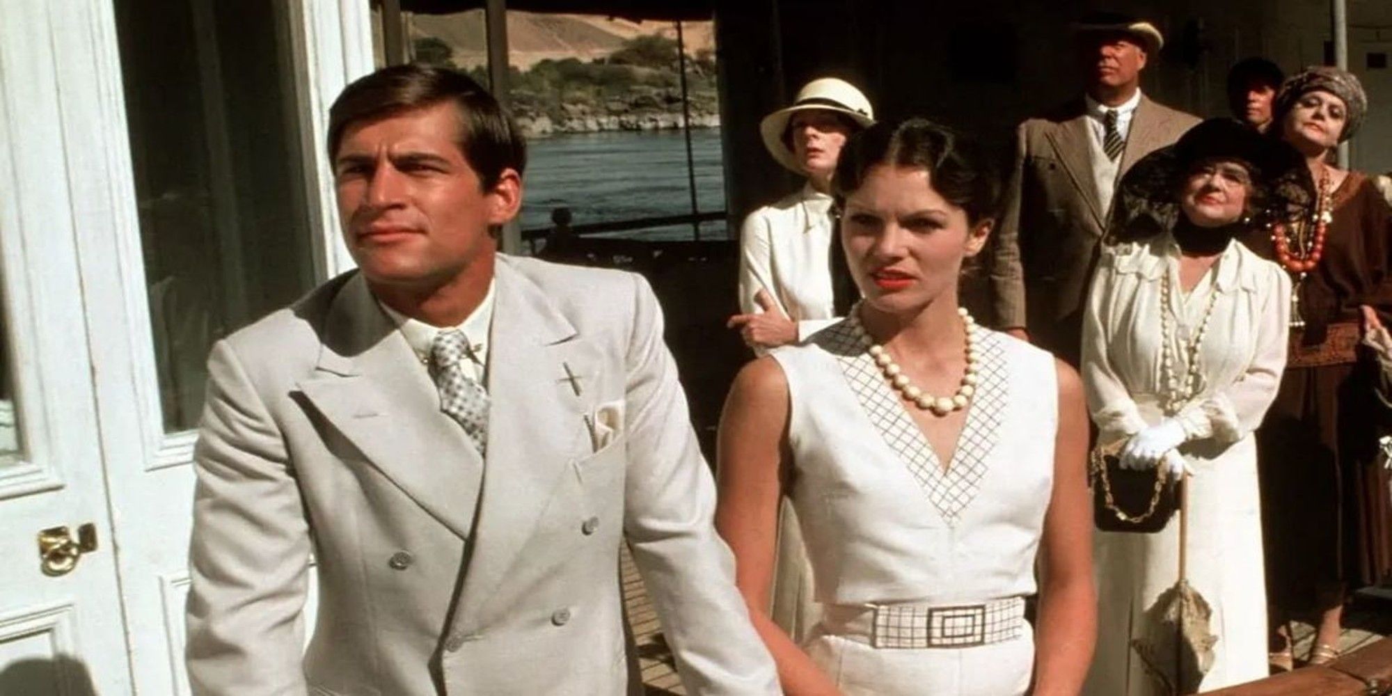 Linnet and Simon check out the view in Death on the Nile (1978)