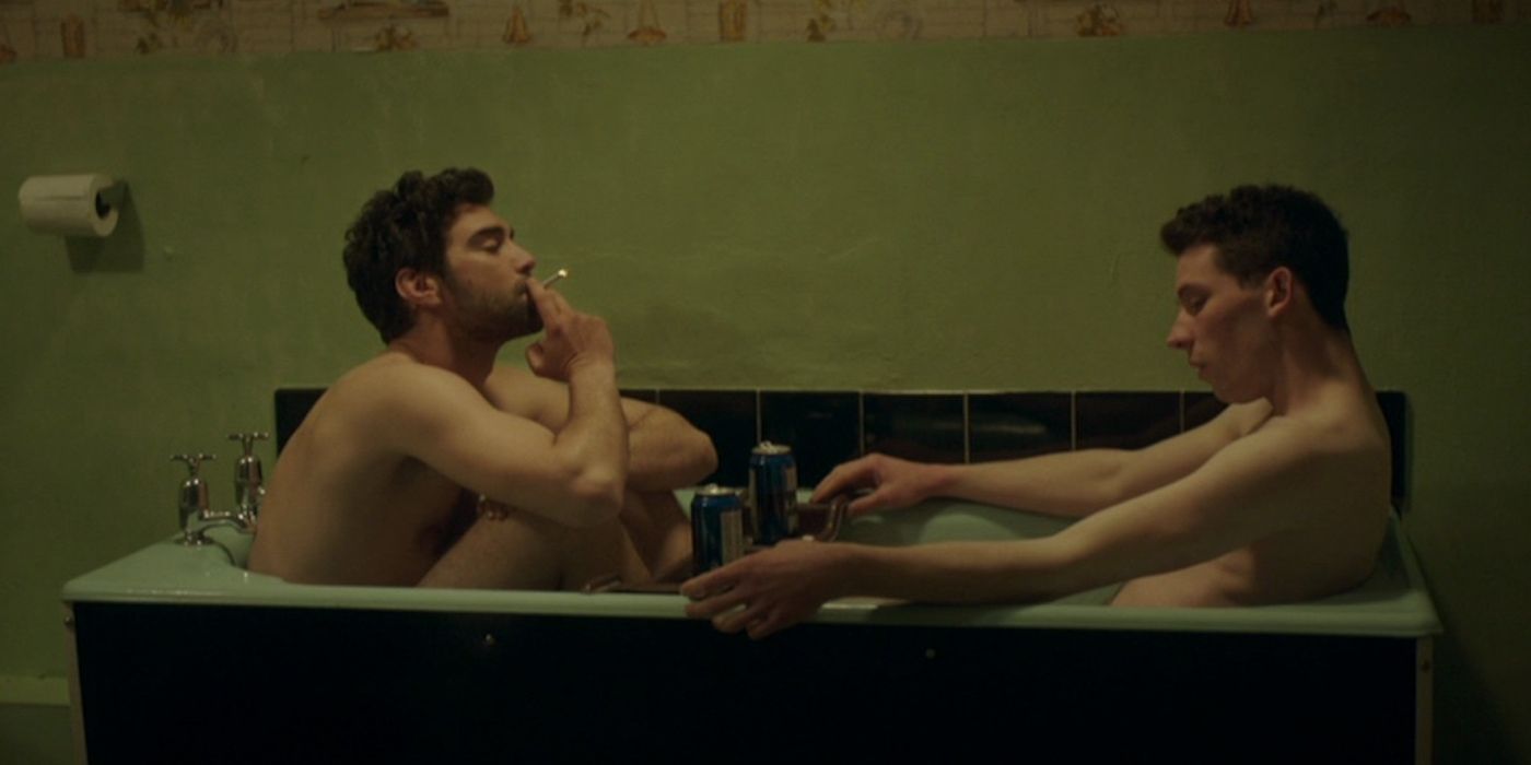 Alec Secareanu and Josh O'Connor in a tub together in Gods-Own-Country