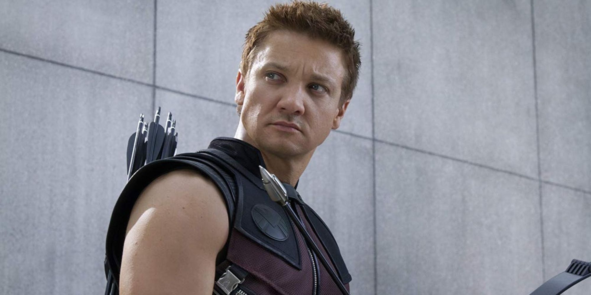 Clint Barton looking to his right in The Avengers (2012)