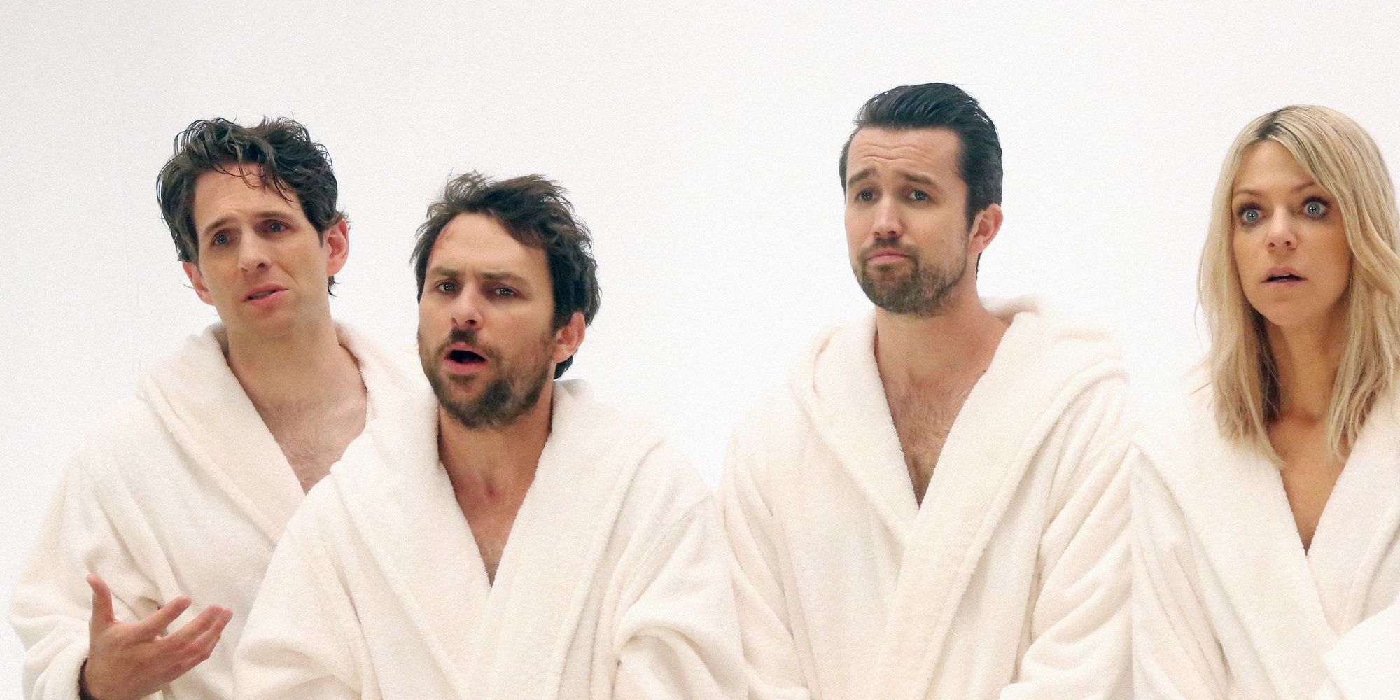 The Gang from 'It's Always Sunny in Philadelphia' in white robes 
