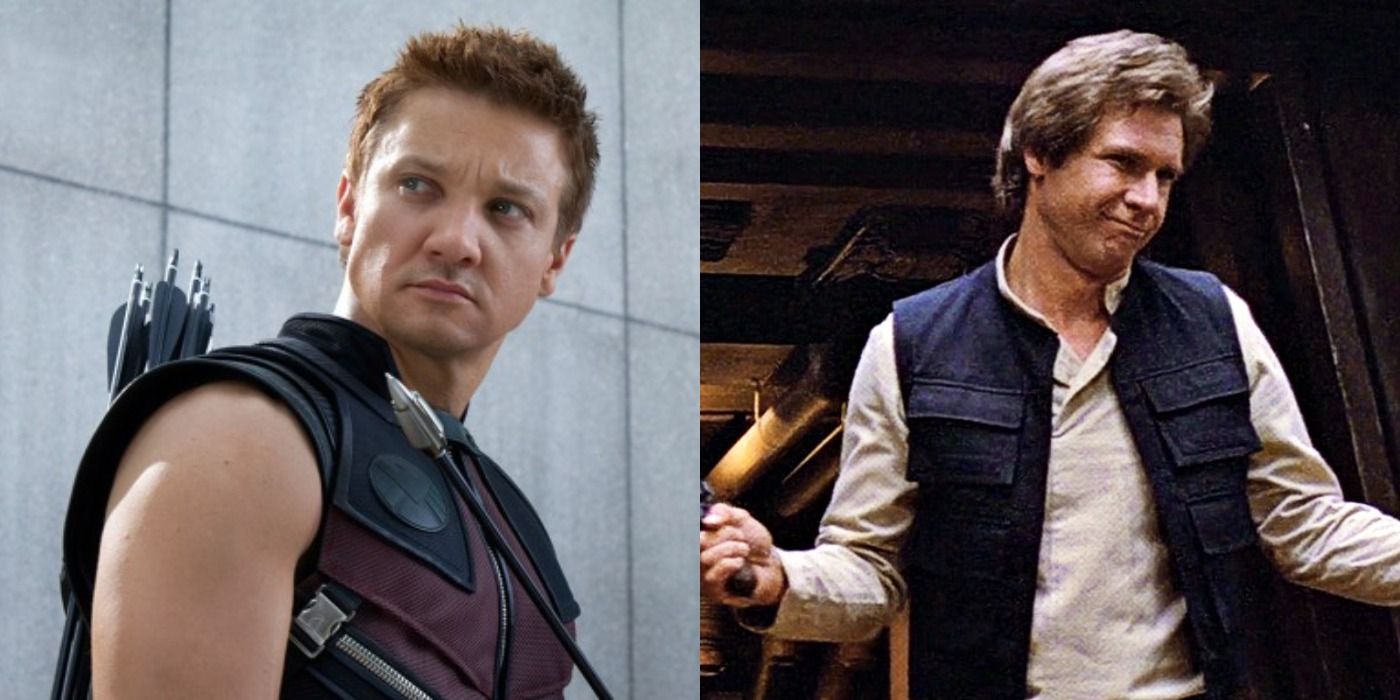Split image of Hawkeye in the MCU and Han Solo in Star Wars