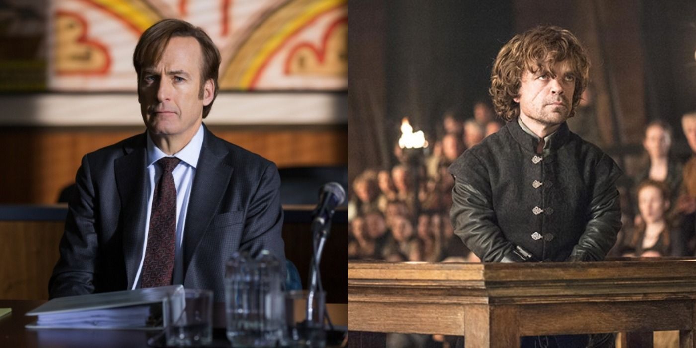 Split image of Jimmy McGill in Better Call Saul and Tyrion Lannister in Game of Thrones