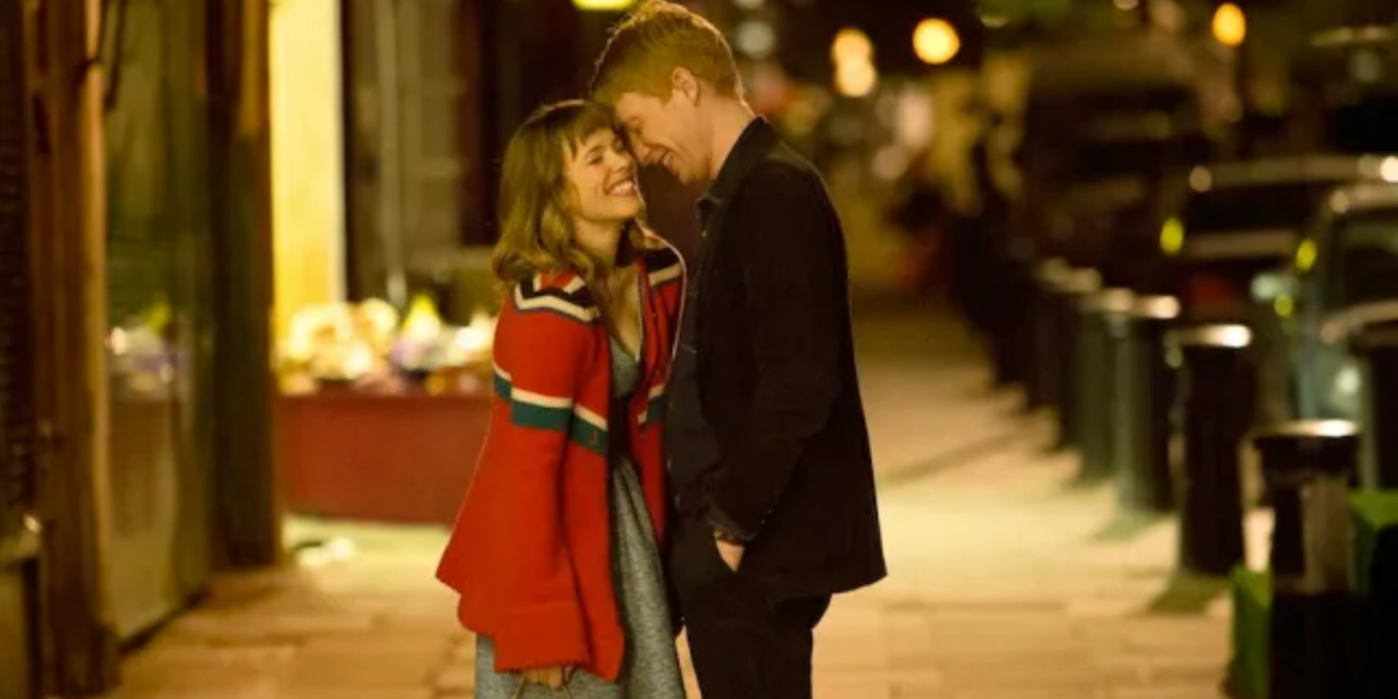 Domhnall Gleeson and Rachel McAdams as Tim and Mary about to kiss in 'About Time.'