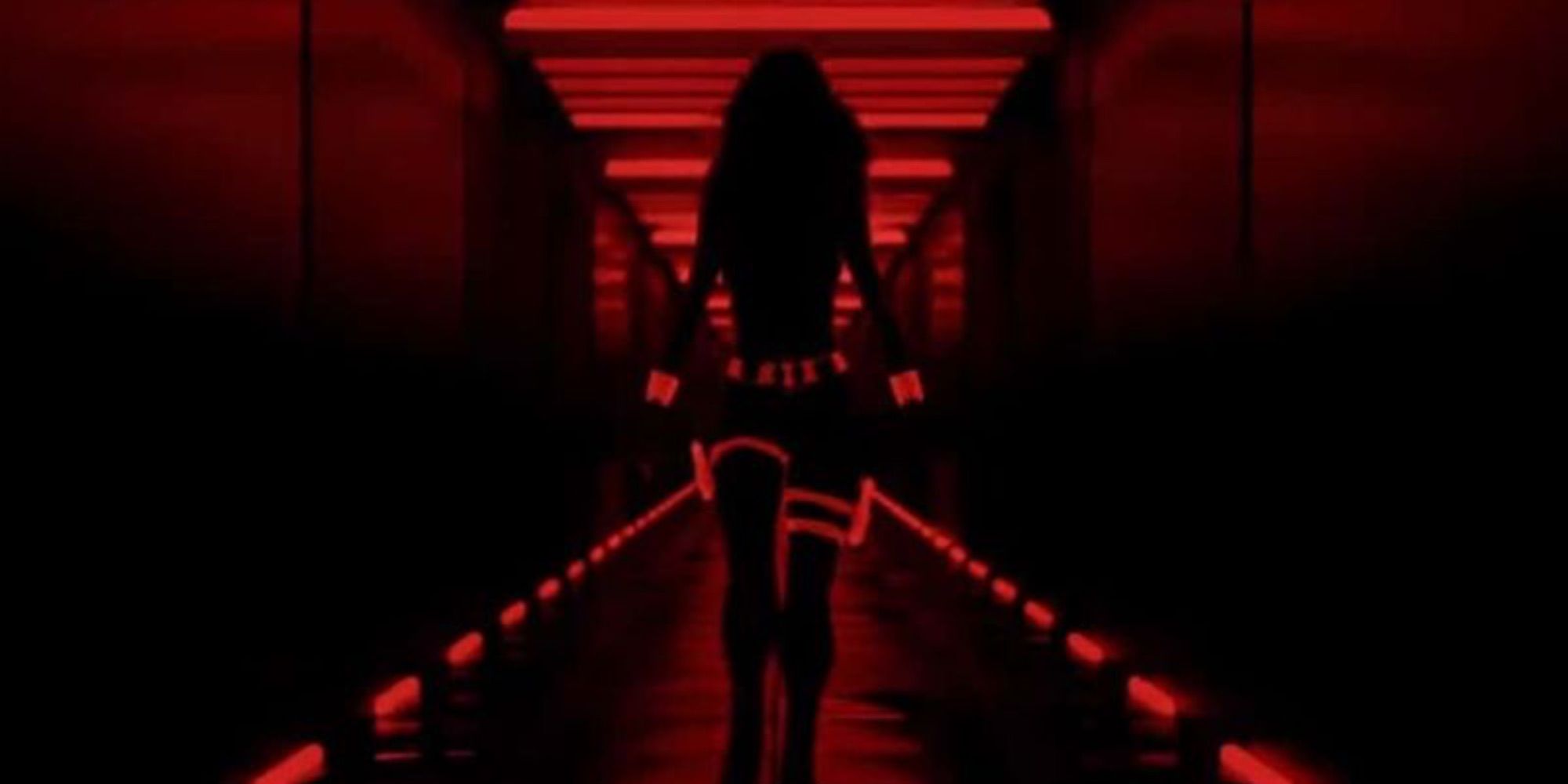 Natasha Romanoff (Black Widow) walks through the Red Room 