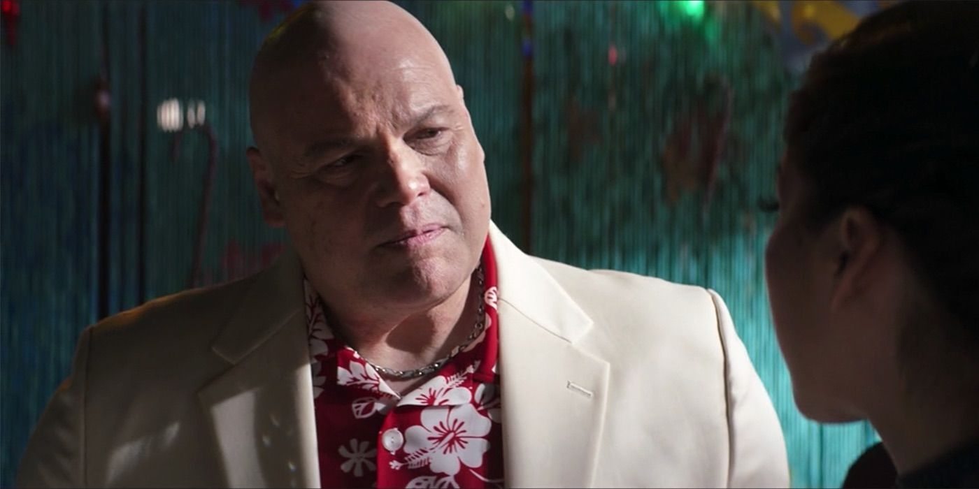 Kingpin looking at Maya with a soft expression in Hawkeye.