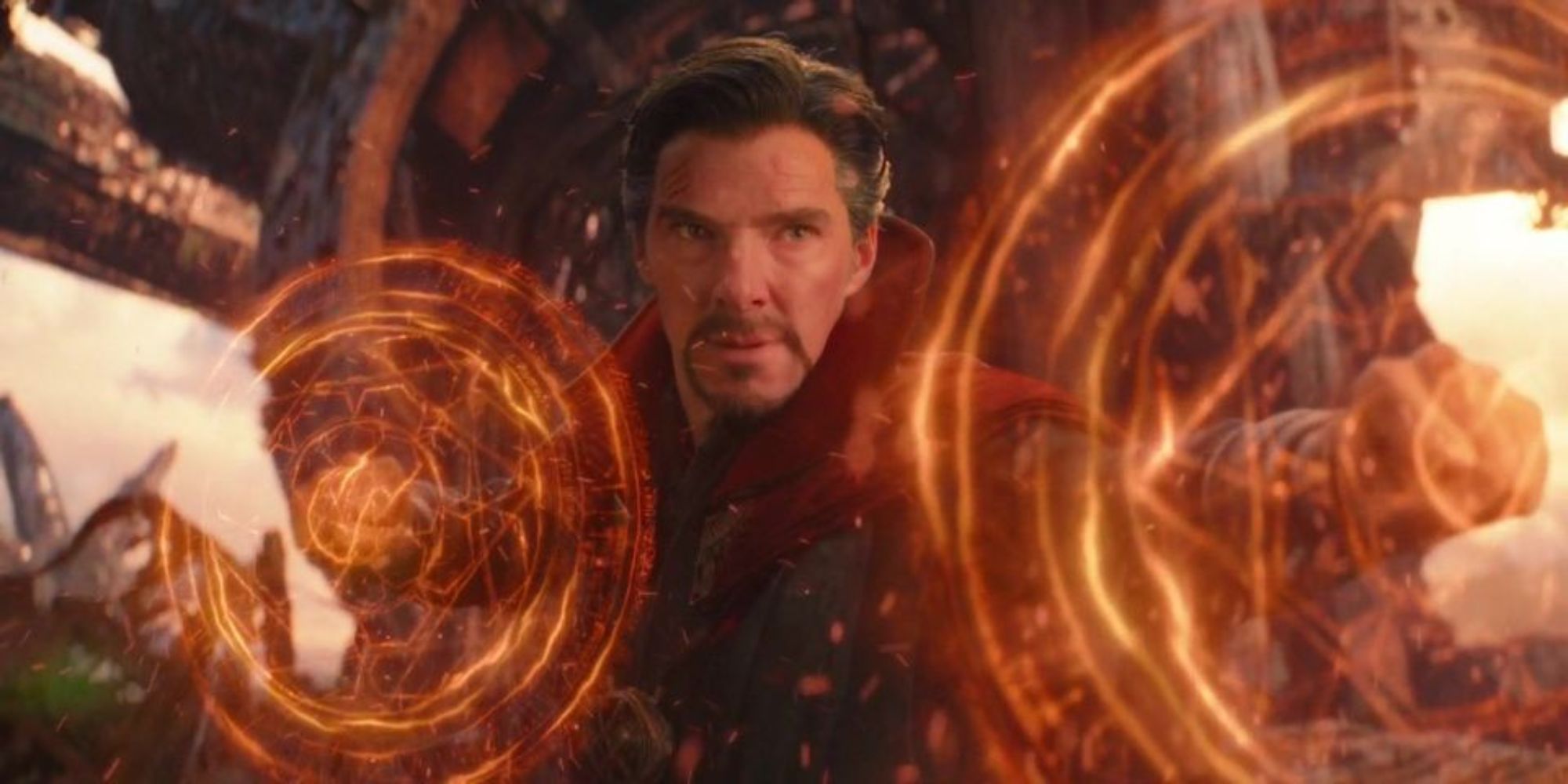 Benedict Cumberbatch as Doctor Stephen Strange ready to fight Thanos in the film Avengers: Infinity War