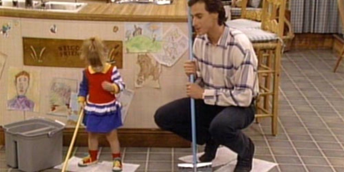 Danny Tanner and Michelle Tanner Cleaning on Full House