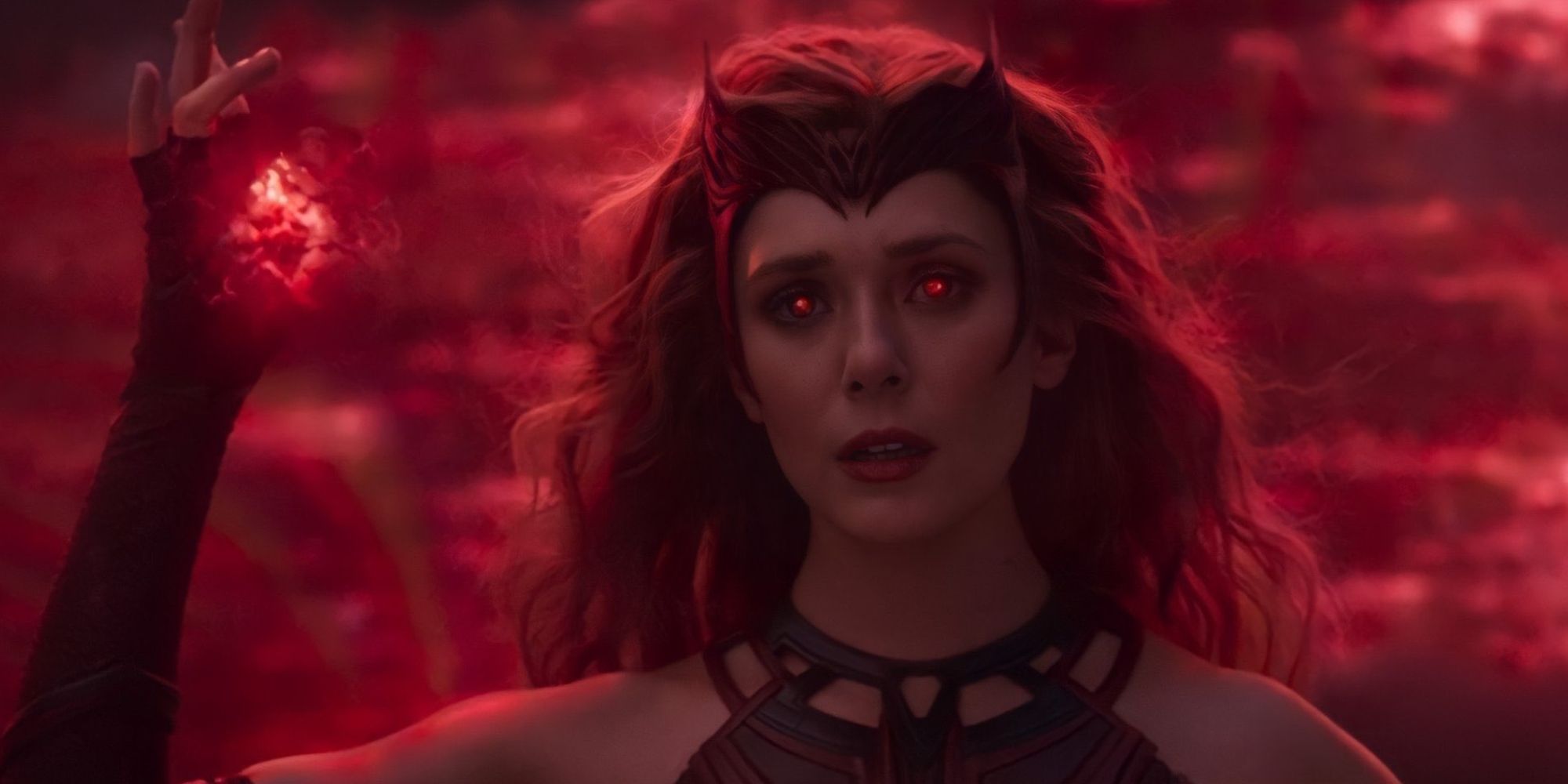 Elizabeth Olsen as Wanda Maximoff as she becomes the Scarlet Witch in the Disney+ series WandaVision