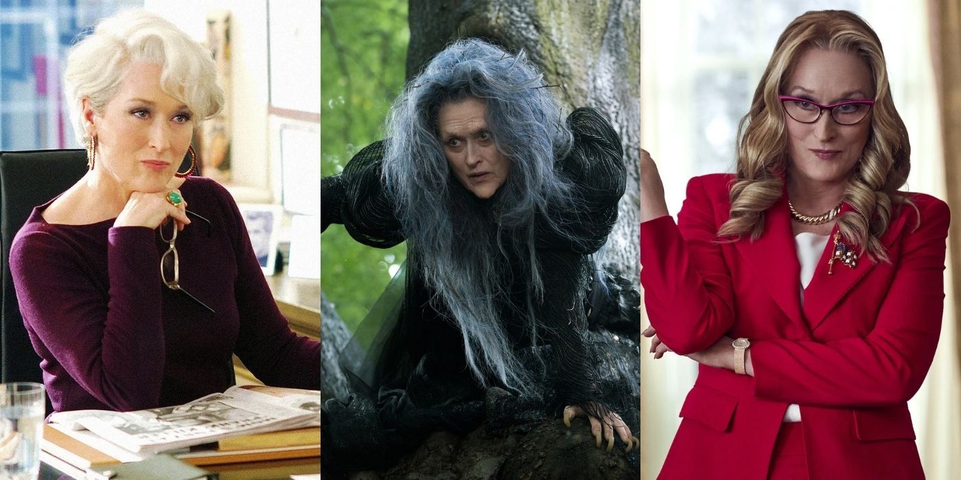 Meryl Streep in the Devil Wears Prada, Don't Look Up, and Into the Woods