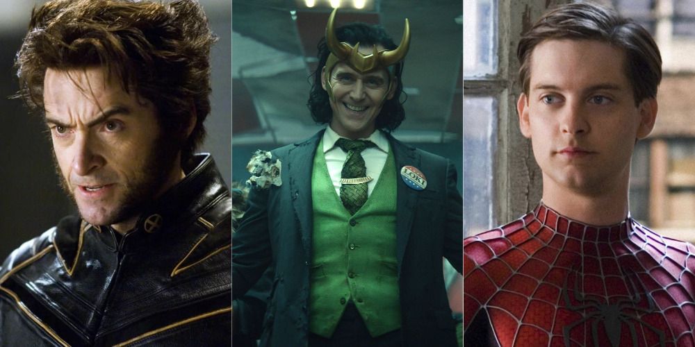 Split Image of Wolverine, Loki, and Spider Man
