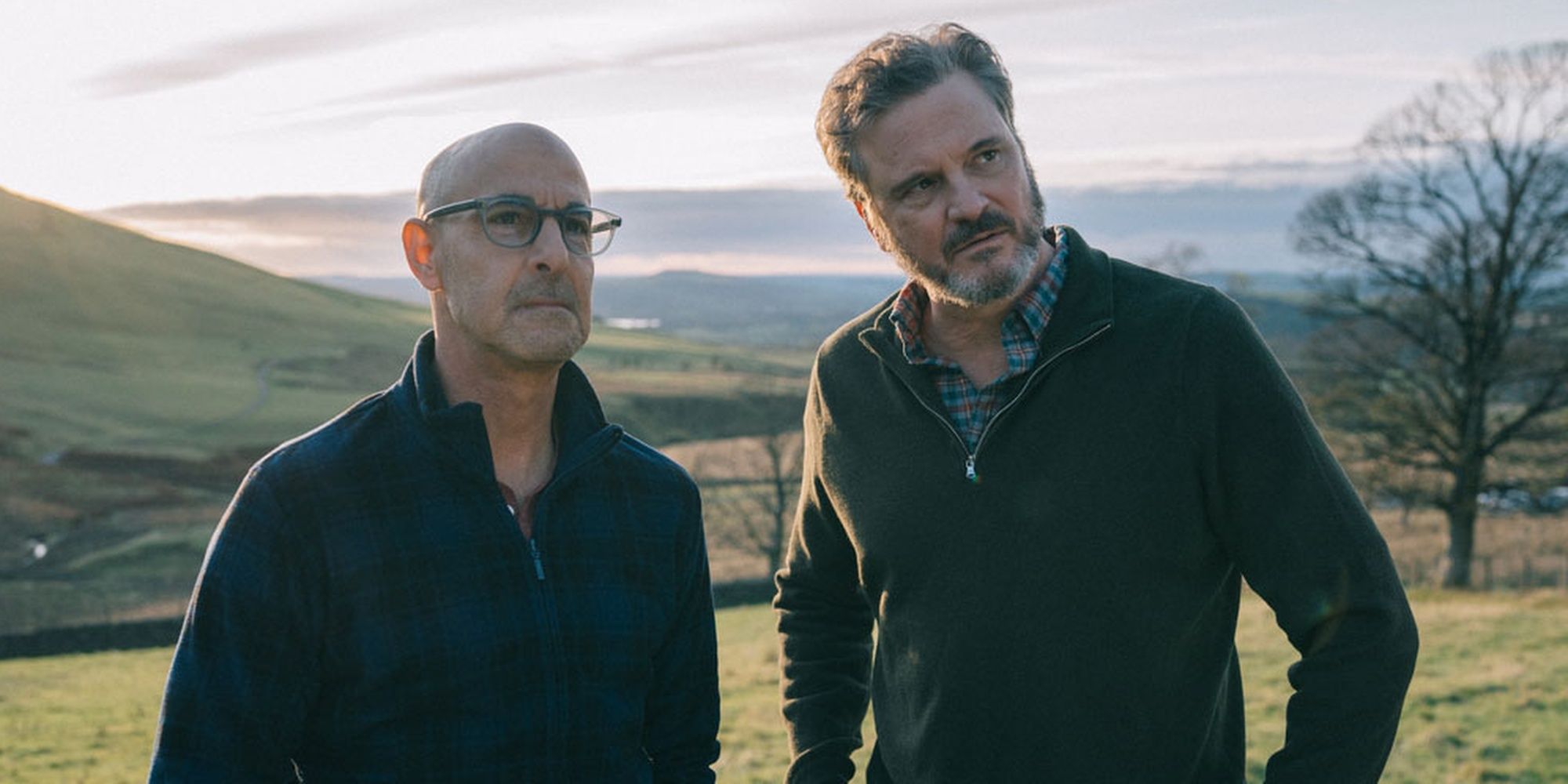 Stanley Tucci and Colin Firth as Tusker and Sam in 'Supernova'