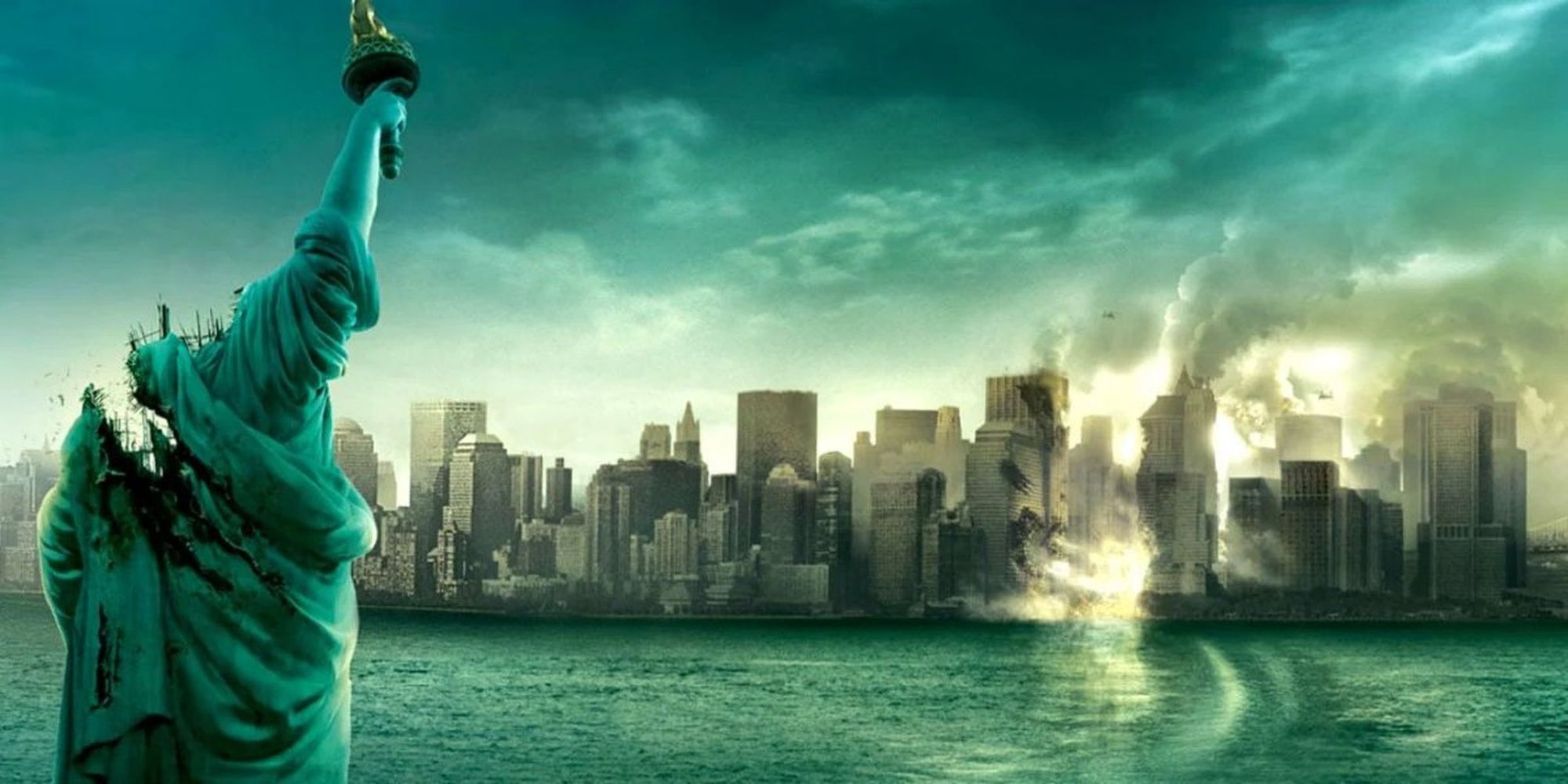 Poster for 'Cloverfield' featuring New York City and the Statue of Liberty