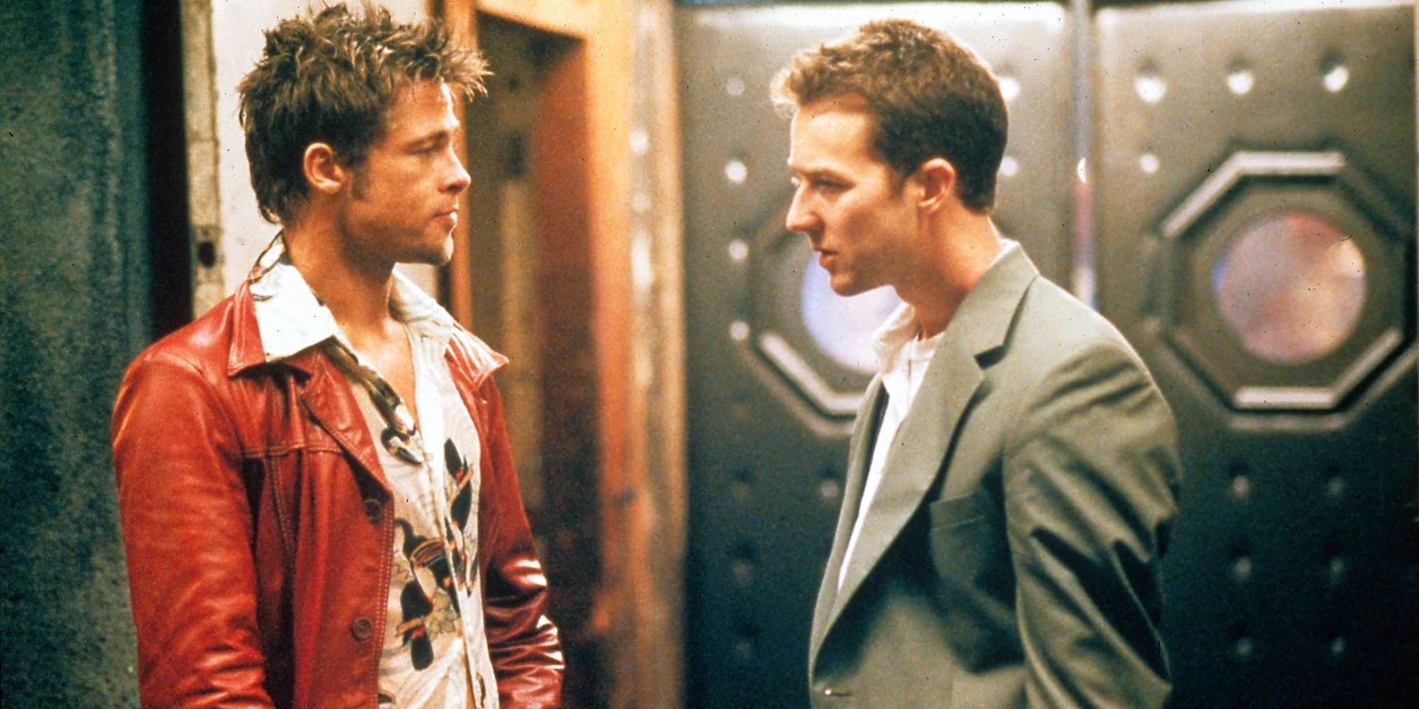 Edward Norton as The Narrator and Brad Pitt as Tyler Durden in 'Fight Club'