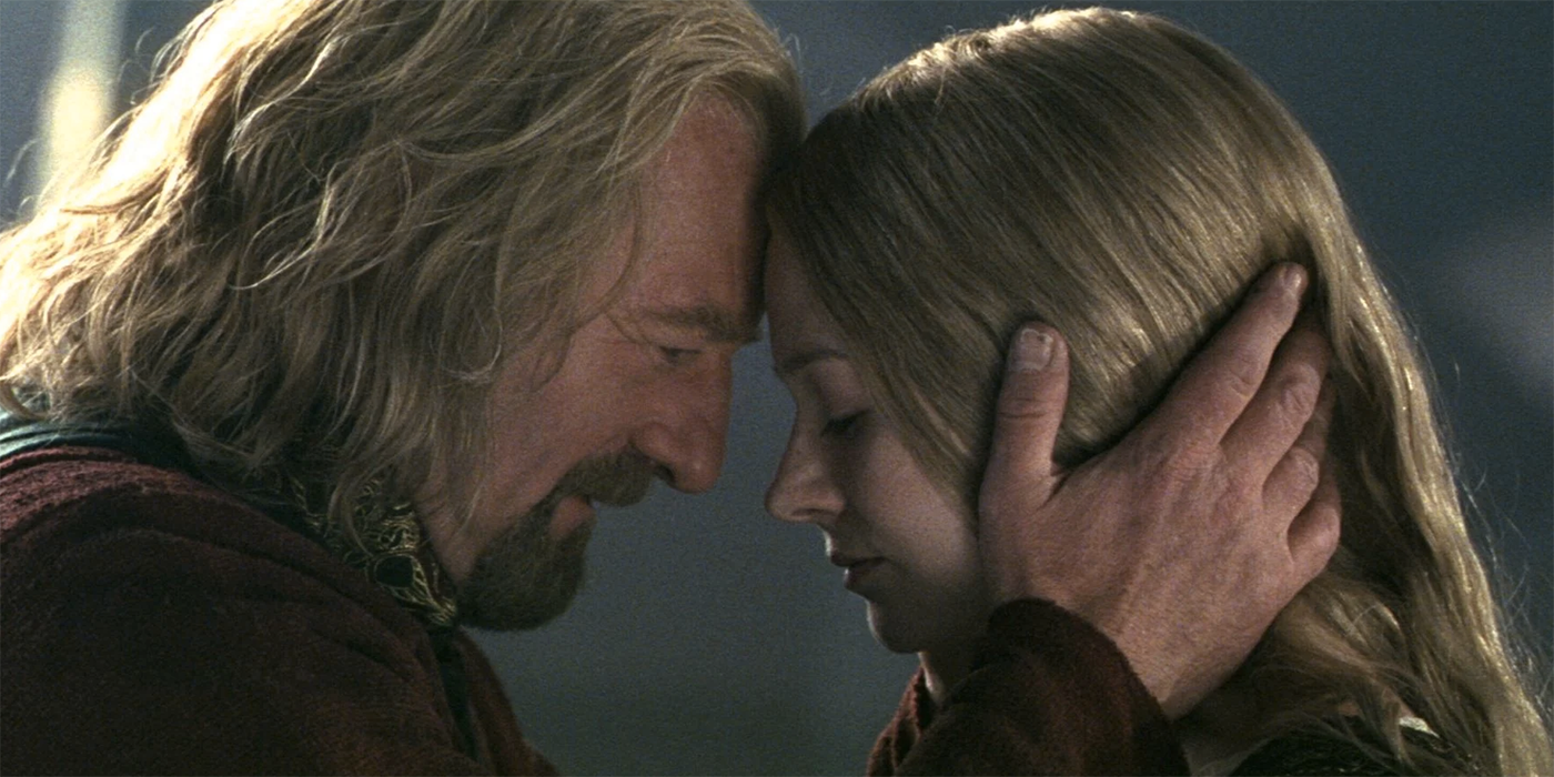 Miranda Otto as Eowyn and Bernard Hill as Theoden in The Lord of the Rings