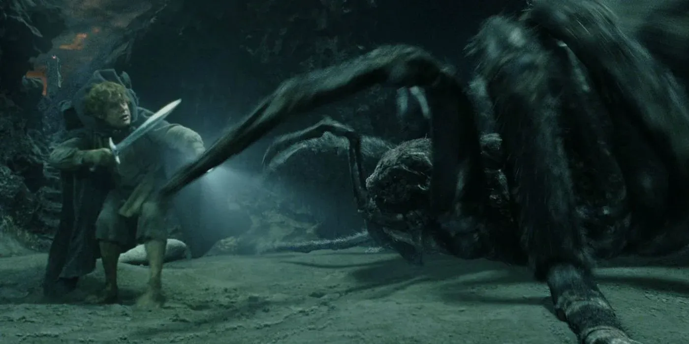 Shelob the spider attacking Sam in The Lord of the Rings: The Return of the King