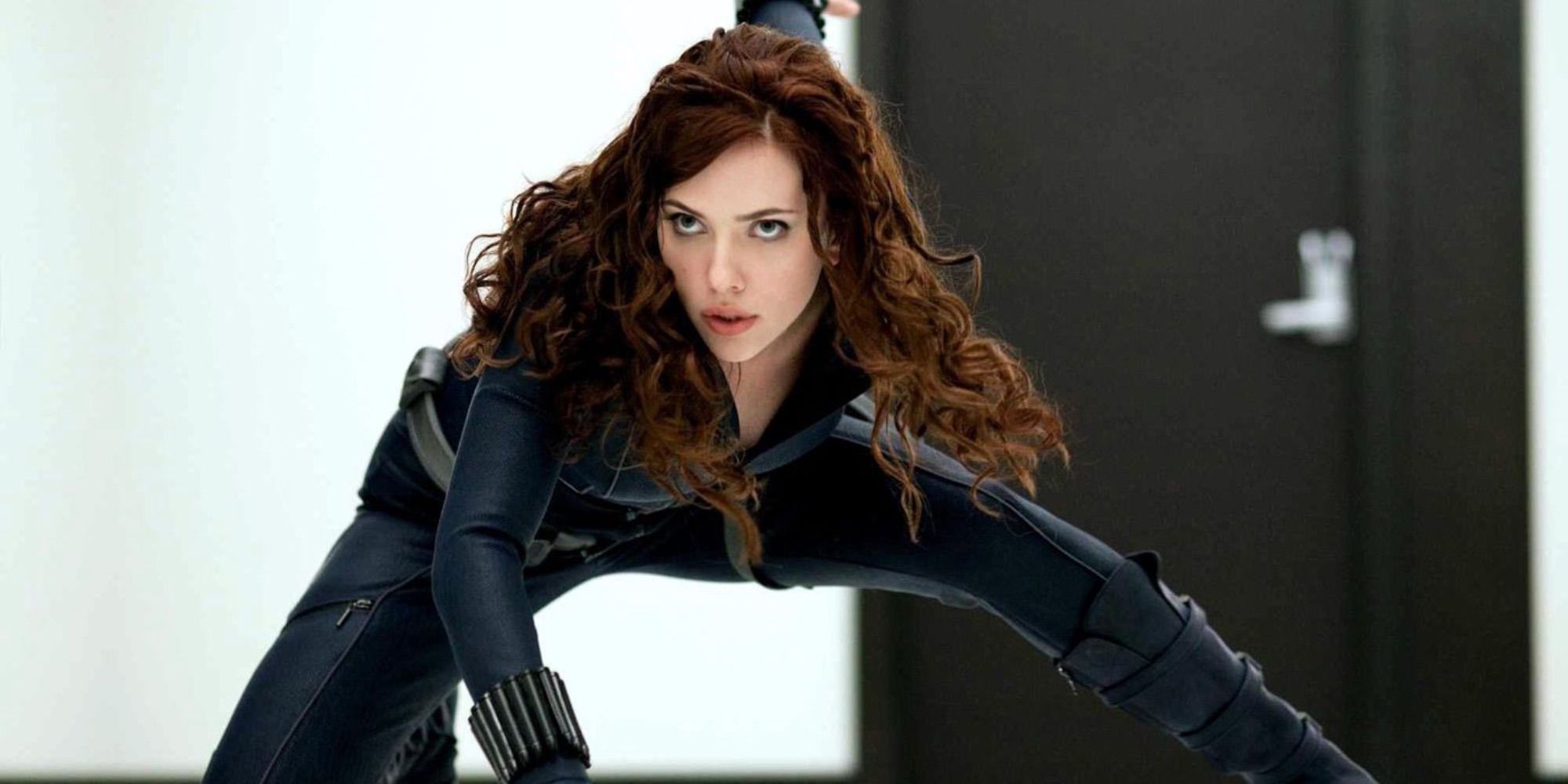 Scarlett Johannson as Black Widow pre combat in Iron Man 2