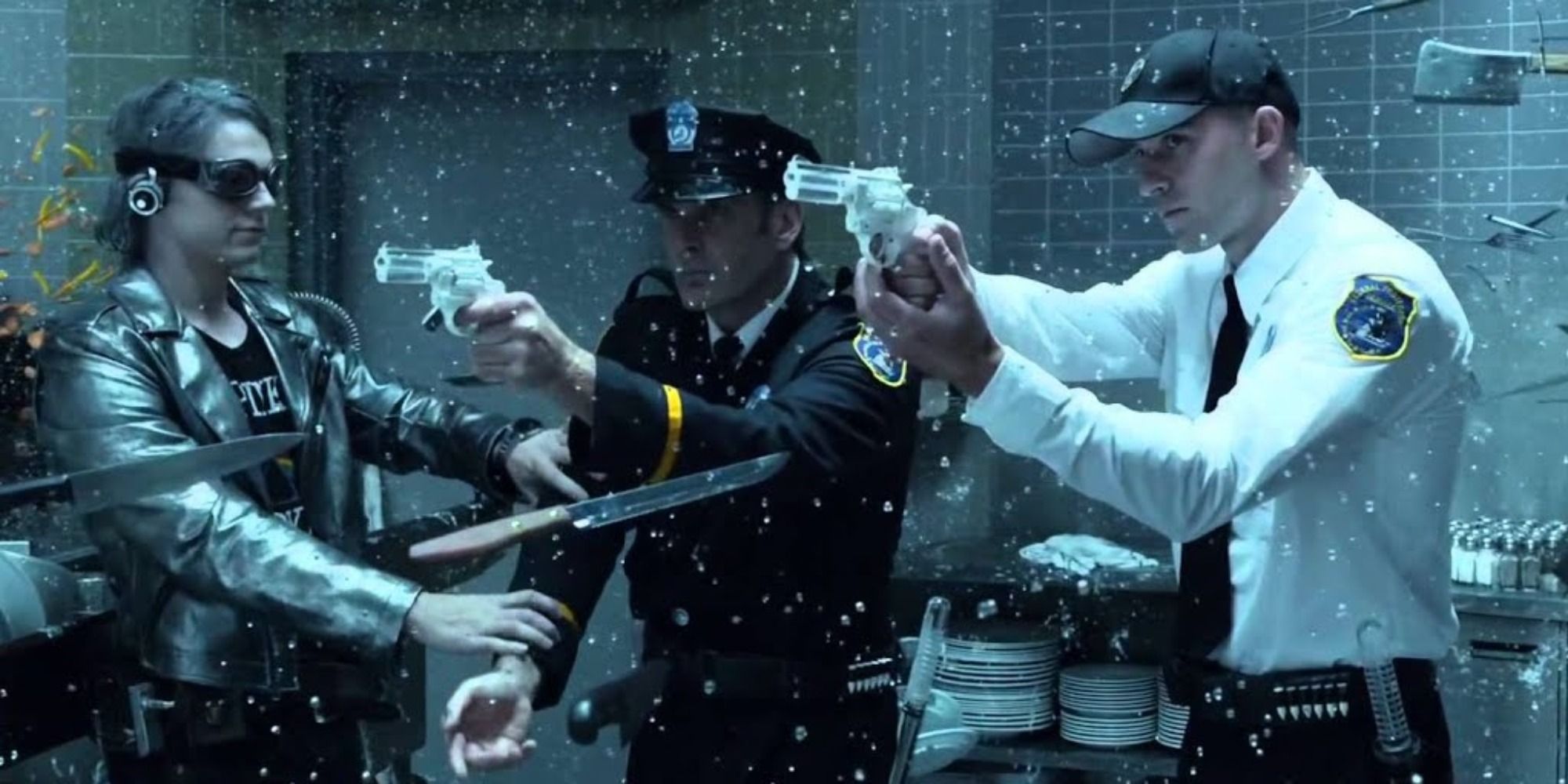 Evan Peters as Quicksilver during the prison speed sequence in X-Men: Days of Future Past