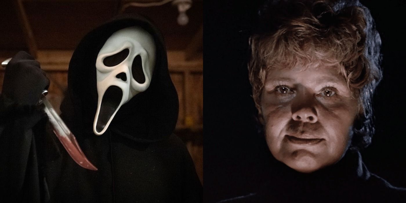 Split image of Ghostface from Scream and Pamela Voorhees from Friday the 13th