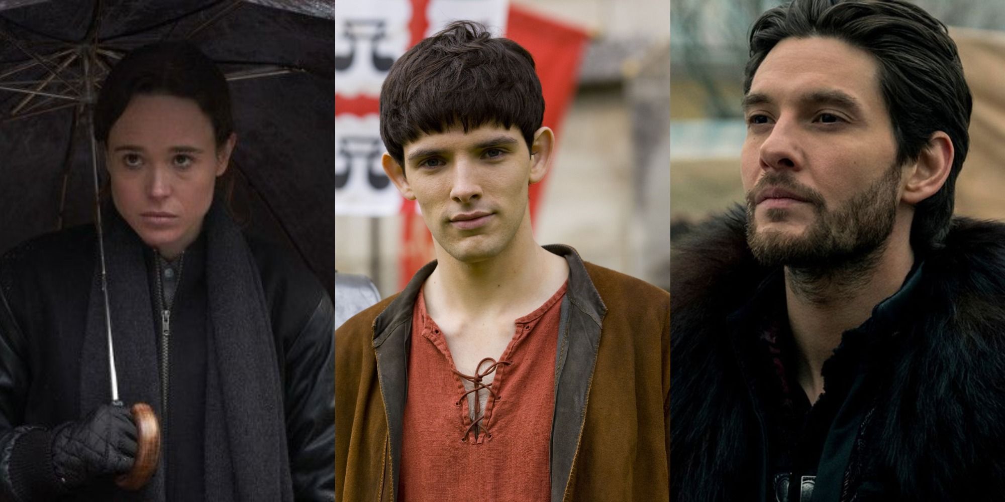 Elliot Page in 'Umbrella Academy' Colin Morgan in 'Merlin' Ben Barnes in 'Shadow and Bone'