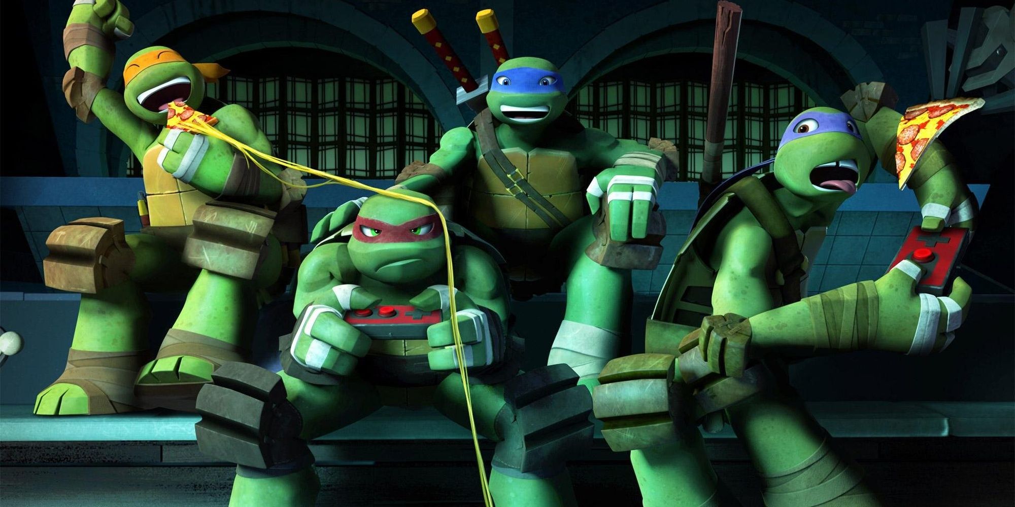 The Ninja Turtle brothers hanging out in 2012's Teenage Mutant Ninja Turtle Brothers