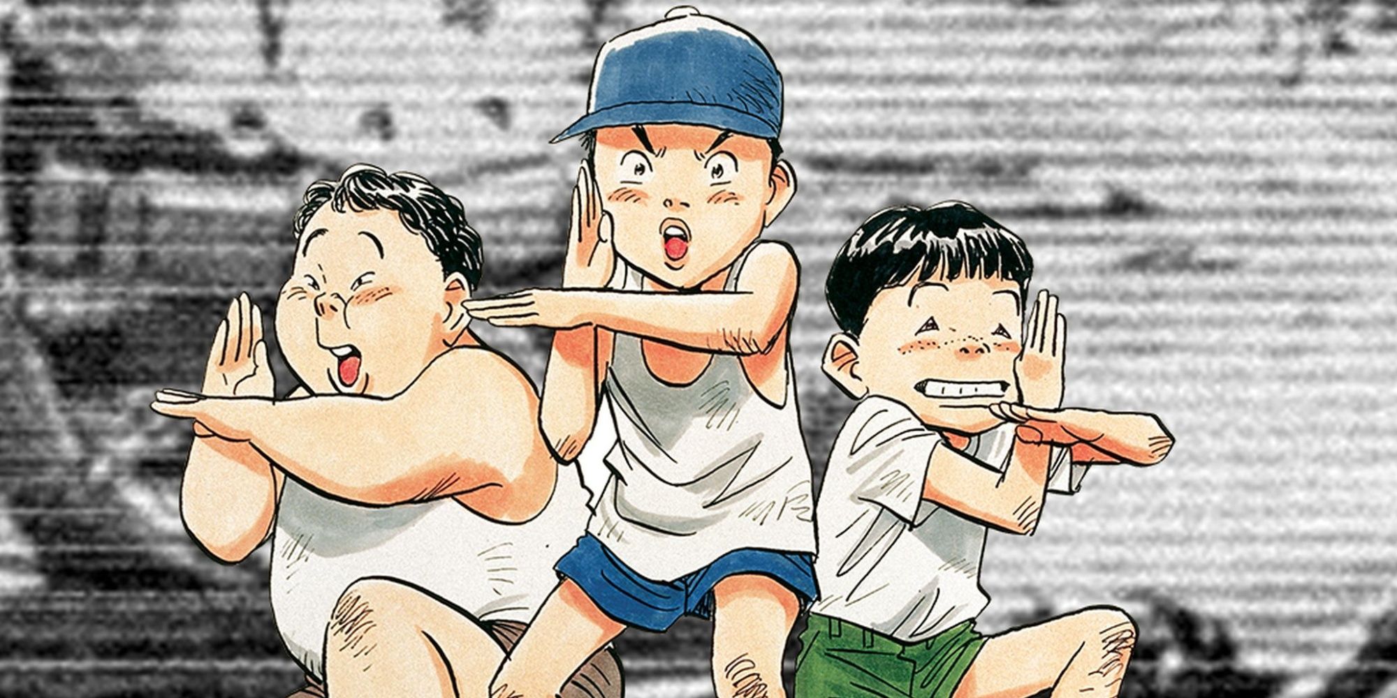 Three boys on attack positions in 20th Century Boys