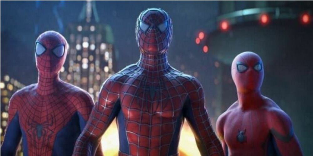 Andrew Garfield, Toby Maguire and Tom Holland as Spider-Man