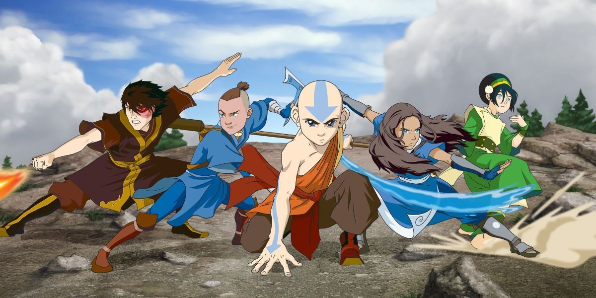 katara, aang, zuko, toph, and sokka in avatar: the last airbender