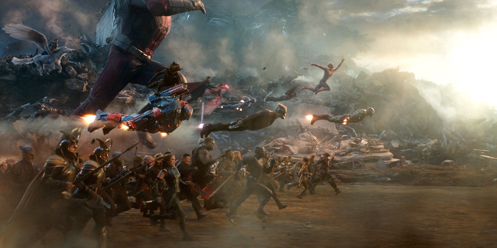 Avengers going into battle against Thanos' army in Avengers Endgame (2019)