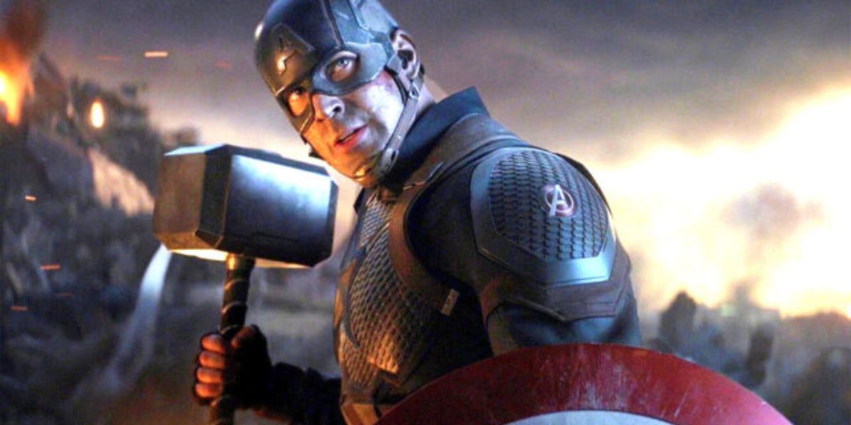Captain America Holds Mjolnir