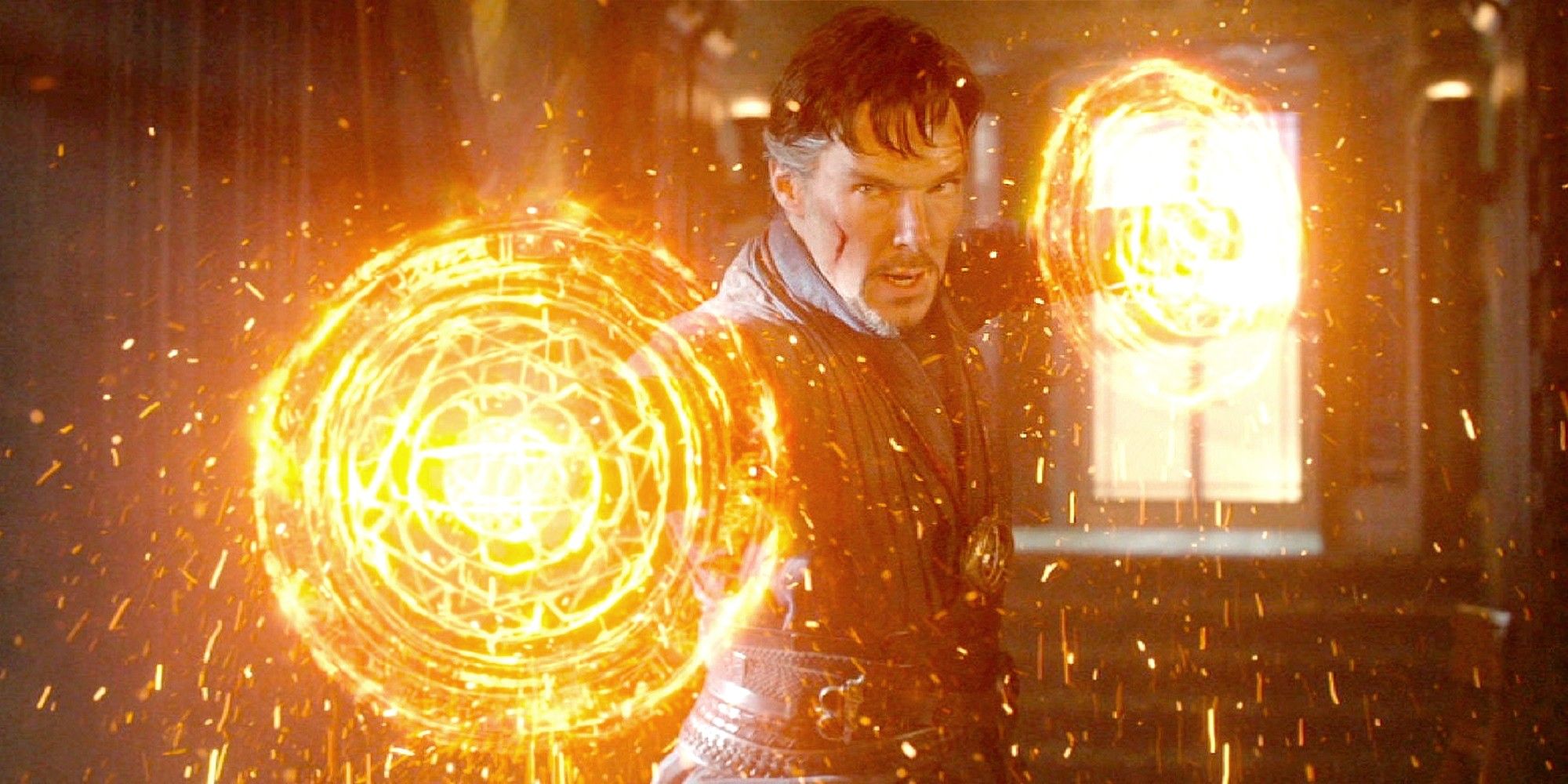 Doctor Strange wielding mystical glowing power circles