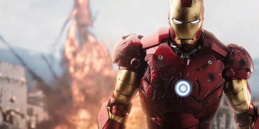 Iron Man s'éloignant d'une explosion