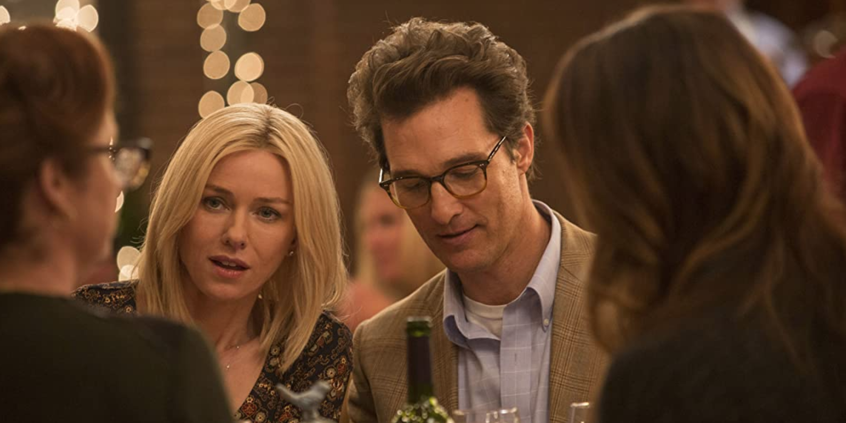 Noami Watts and Matthew McConaughey sitting in a restaurant in the movie Sea Of Trees