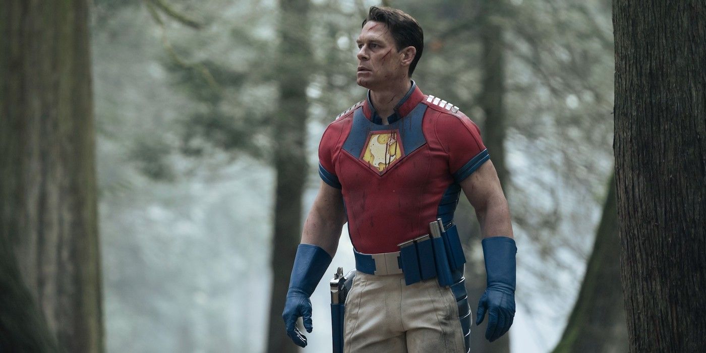 John Cena standing in the woods in Peacemaker