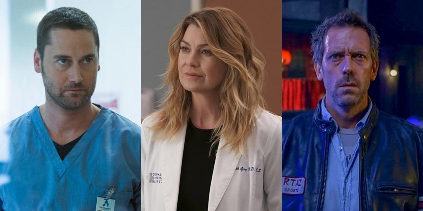 Ryan-Eggold from New Amsterdam, Ellen Pompeo from Grey's Anatomy, and Hugh Laurie from House M.D.
