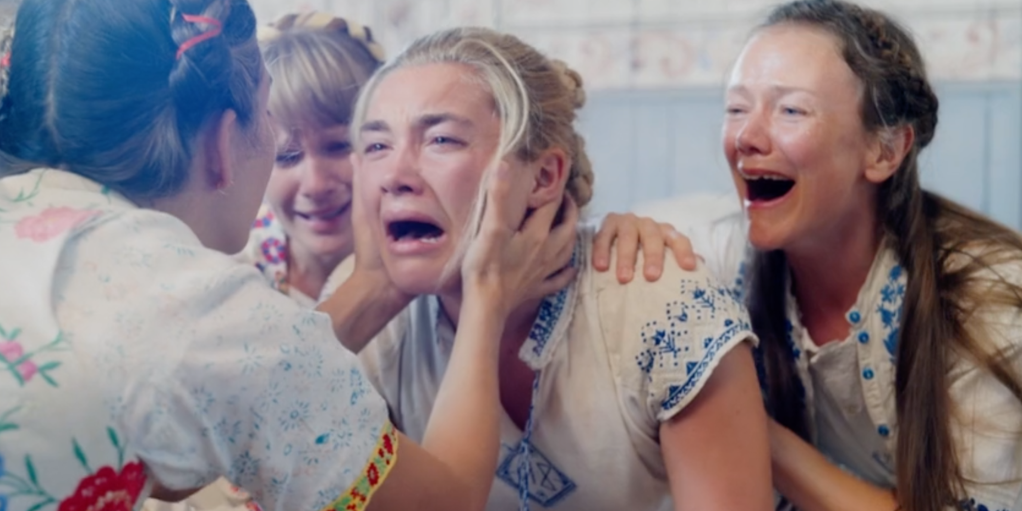 Florence Pugh crying as Dani in Midsommar