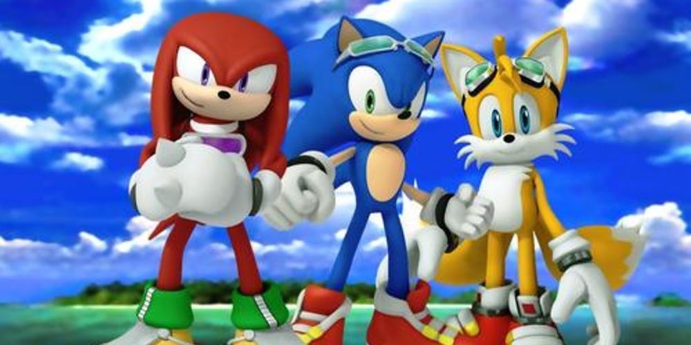 Knuckles, Sonic, and Tails standing together