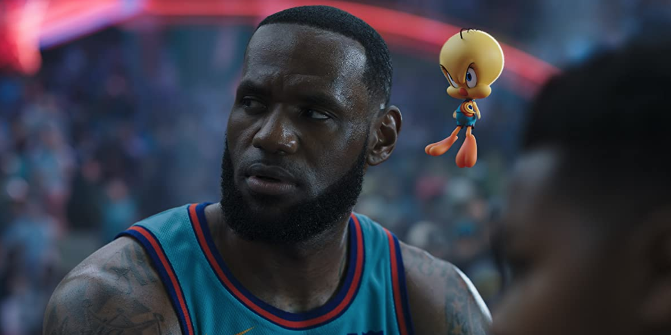 LeBron James and Bob Bergen as Tweety Bird in Space Jam: A New Legacy
