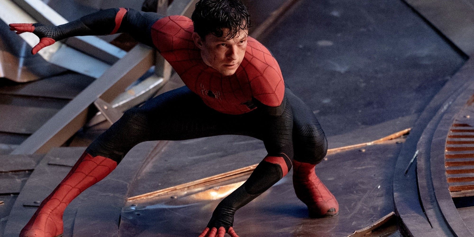 Spider-Man accroupi sur le sol