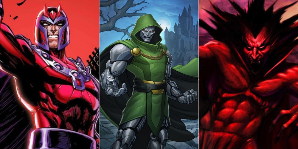 Split Image of Magneto, Dr Doom, and Mephisto from Marvel