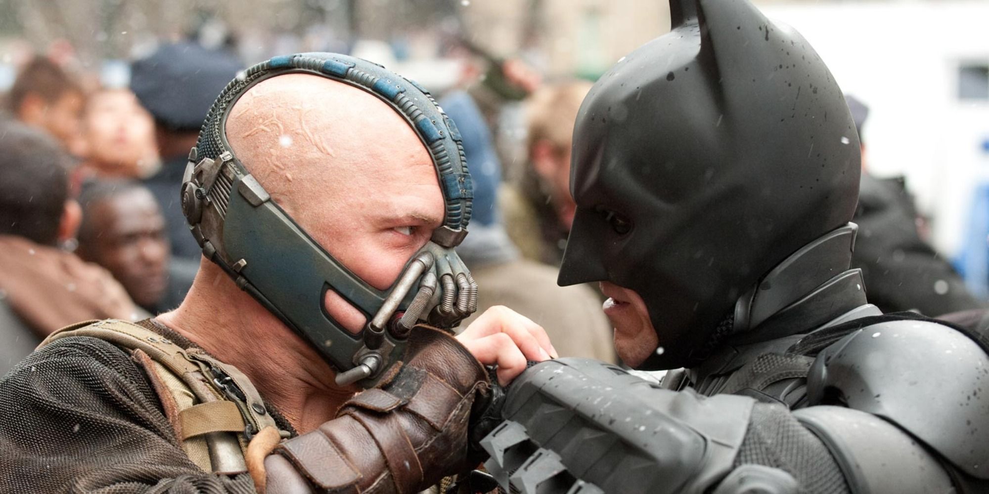 Bane and Batman fighting in The Dark Knight Rises