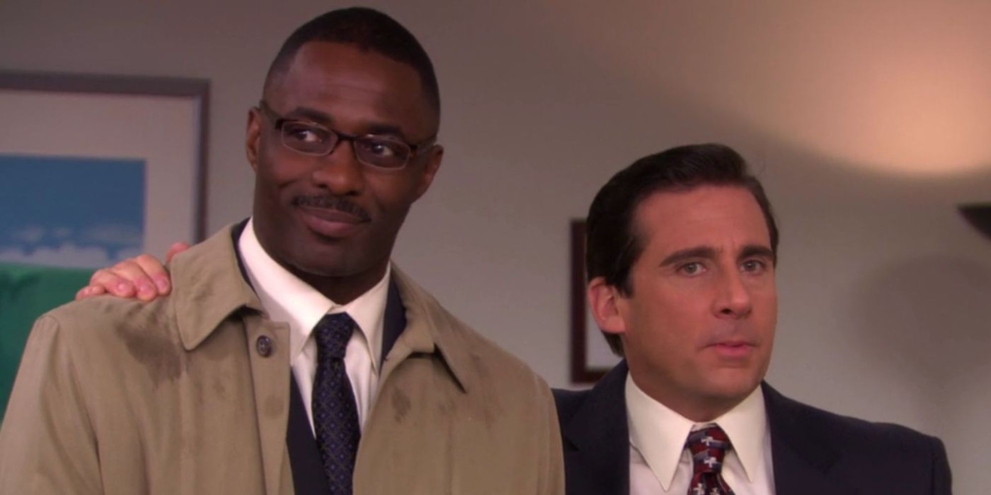 The Office Idris Elba as Charles Miner Steve Carell as Michael Scott with Arm Around Charles