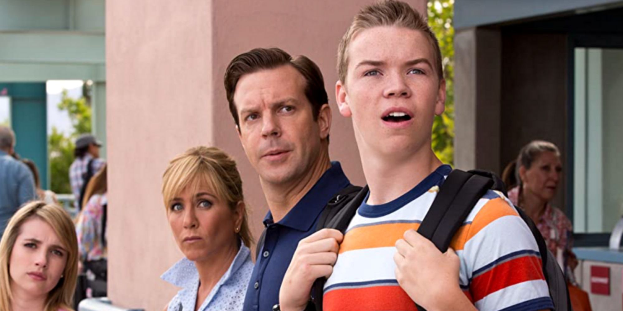 Still of the main cast including Jennifer Aniston in We're The Millers