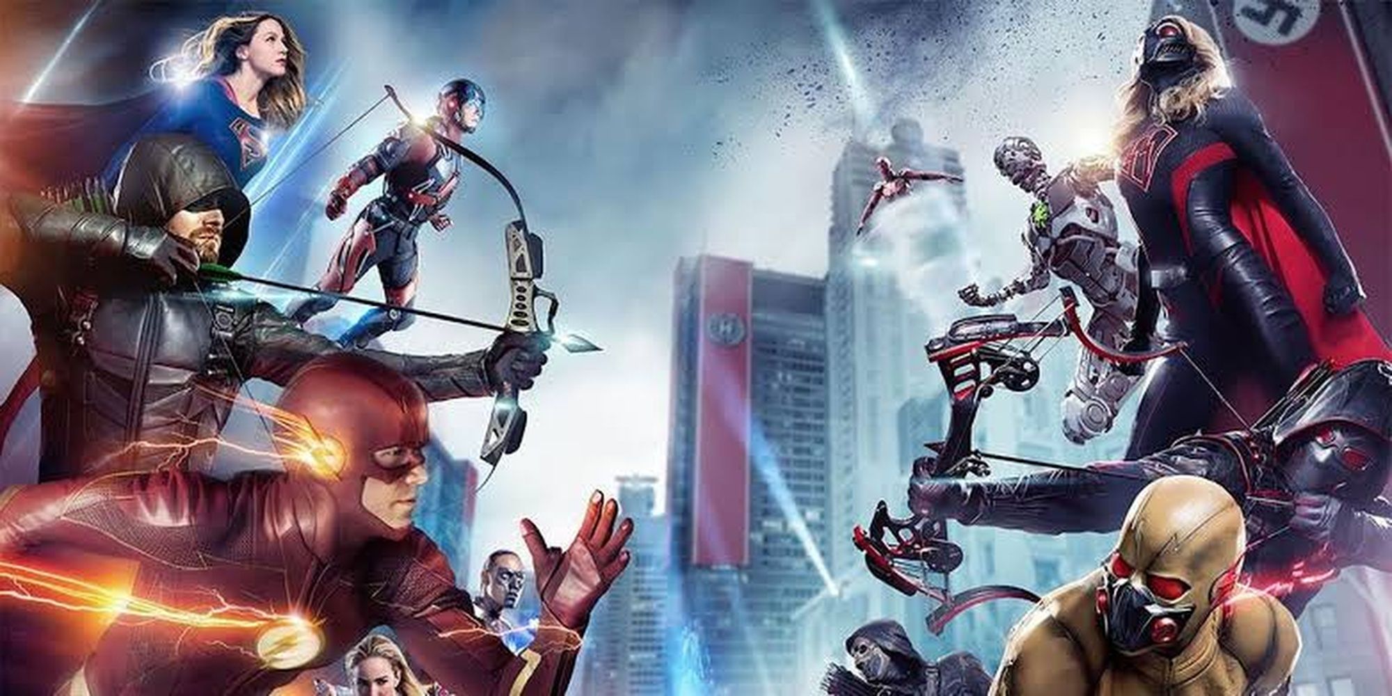 Crisis on Earth-X heroes and villains face off