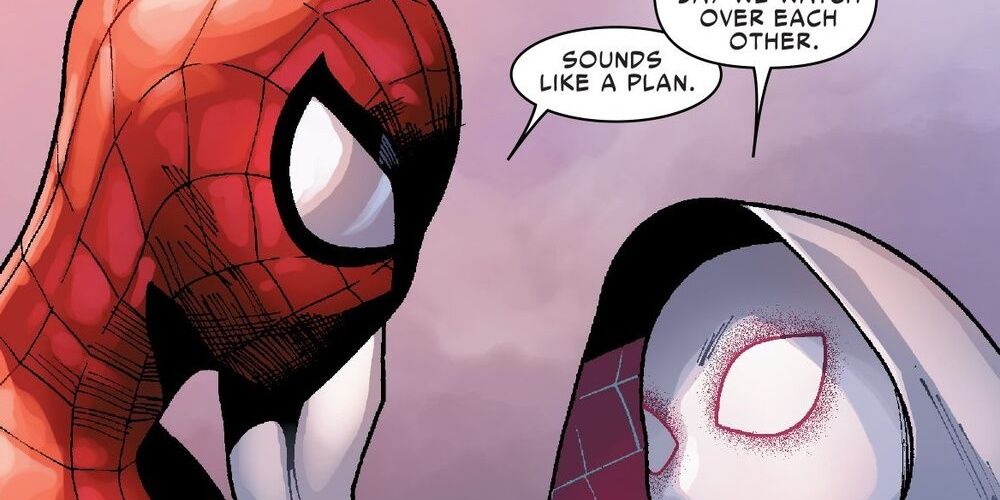 Spider-Man and Spider-Gwen talking