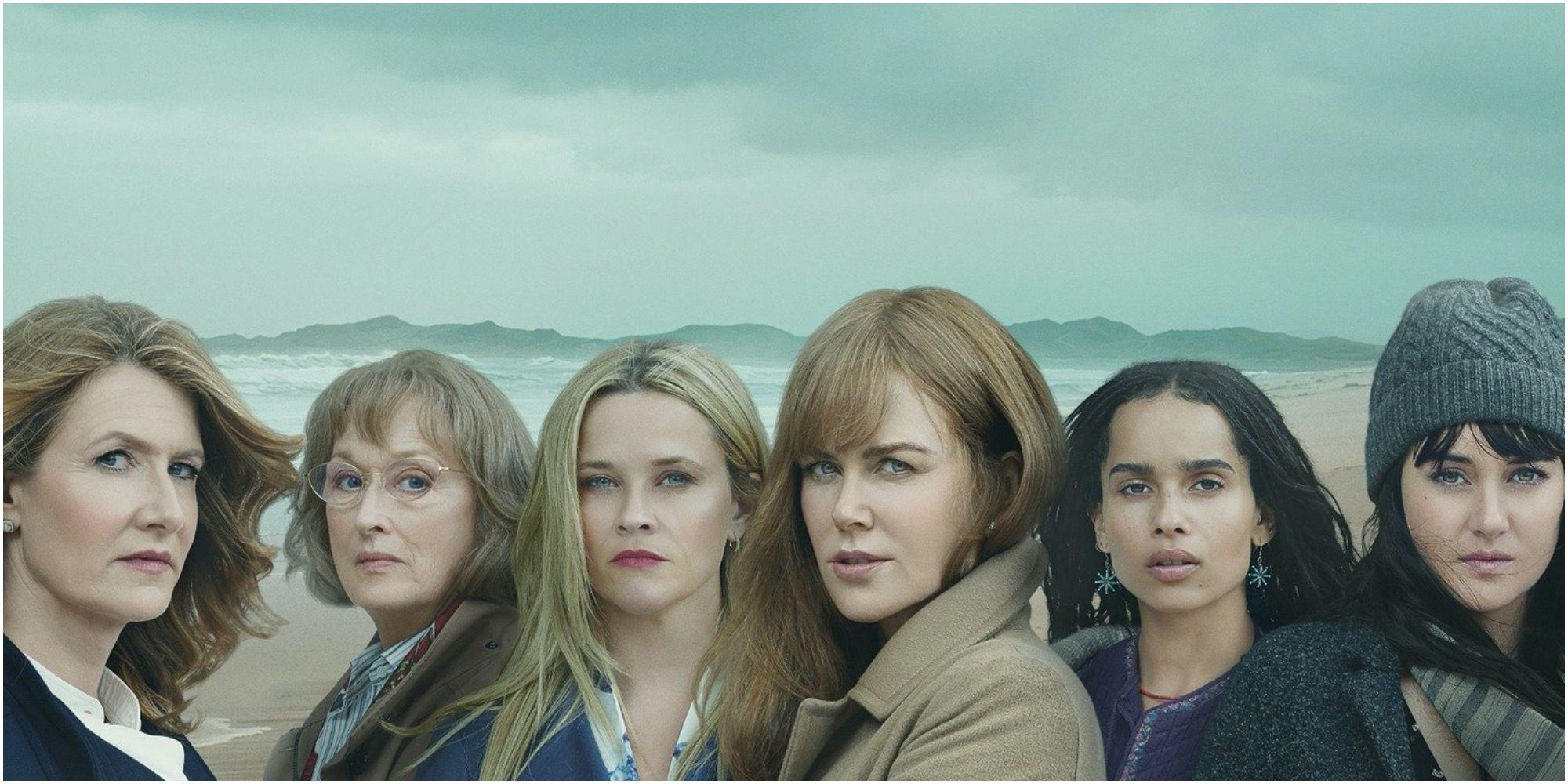The cast of Big Little Lies on the beach