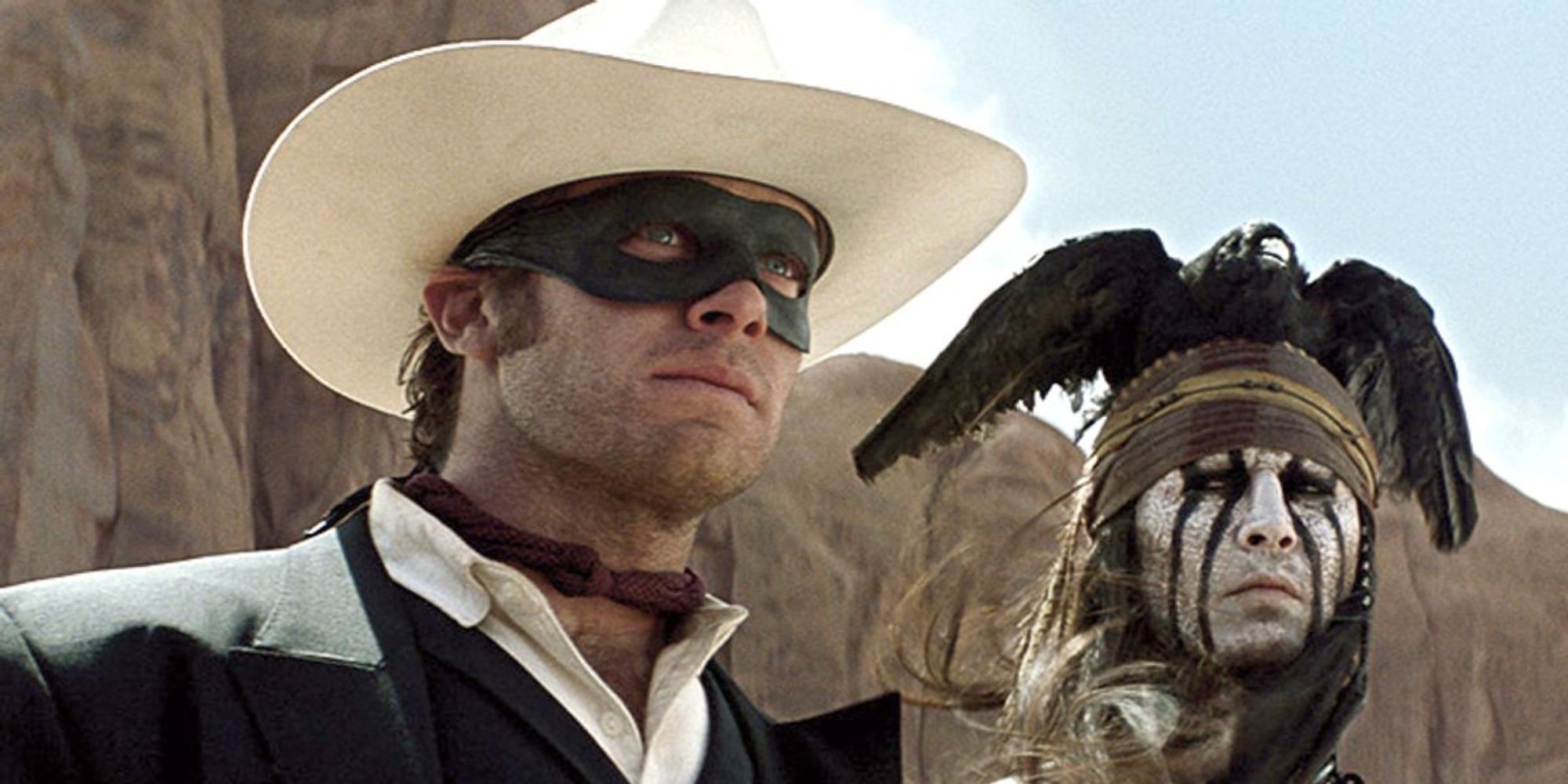The Lone Ranger and Tonto looking ahead in The Lone Ranger