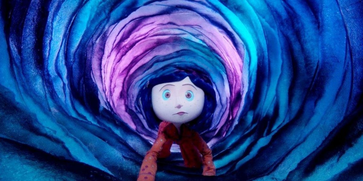Coraline in the secret tunnel in henry selick's Coraline