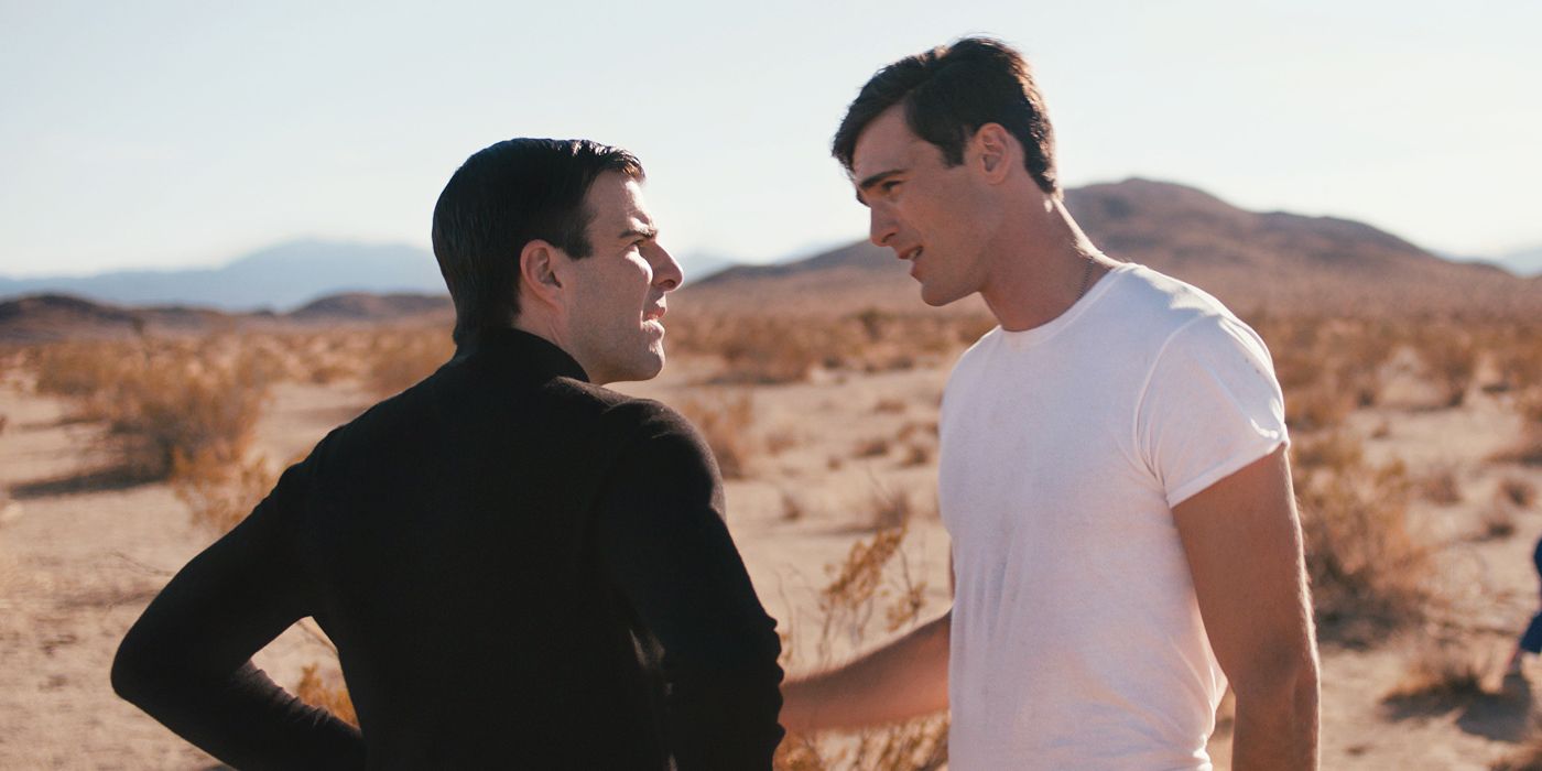Zachary Quinto and Jacob Elordi standing in a desert in He Went That Way